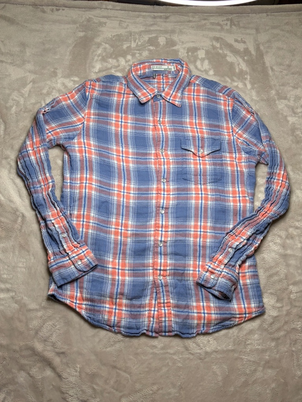 Criquet Pearl Snap Shirt Mens M Blue Red Plaid Long Sleeve Casual Western
